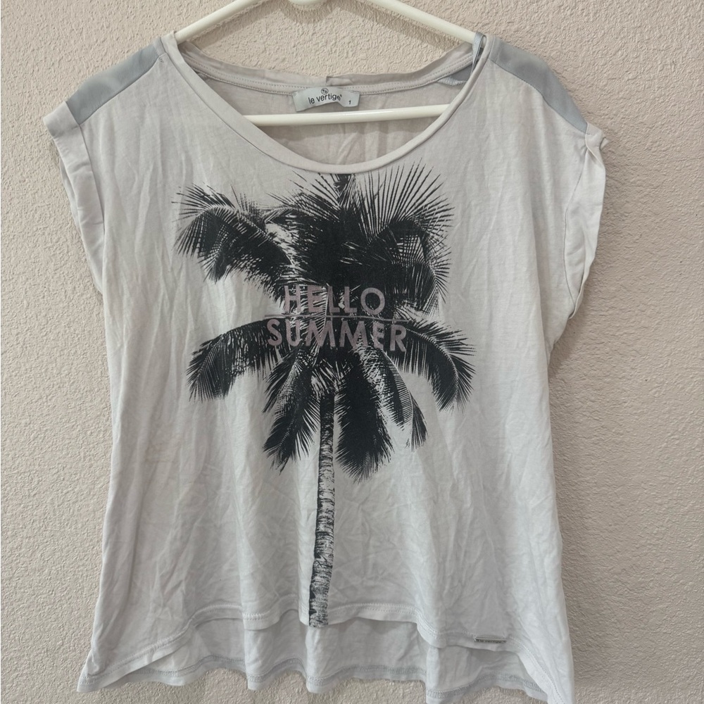 Women's White Palm Tree Graphic Tee